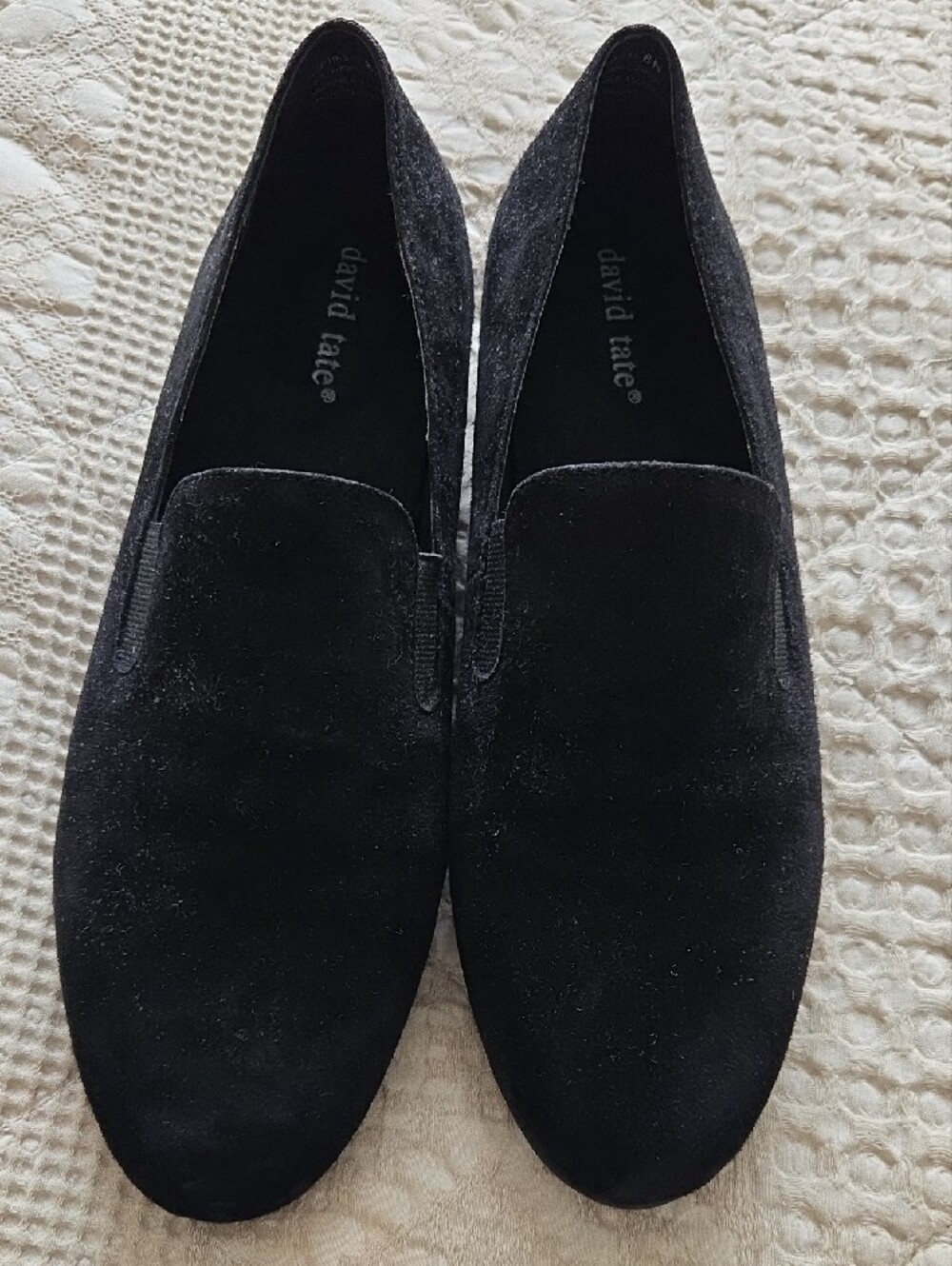 David Tate Black Suede Slip-On Loafers Normcore Elevated Basic Classic 8N - Picture 2 of 8
